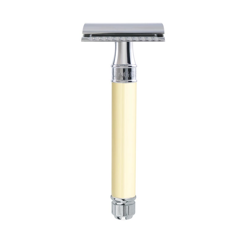 Edwin Jagger DE87BLAMZ Classic Double Edge Manual Eco-Friendly and Reusable Safety Razor for Men and Women for Shaving Cream or Soap Fits All DE Razor Blades (Imitation Ivory) - Image 1